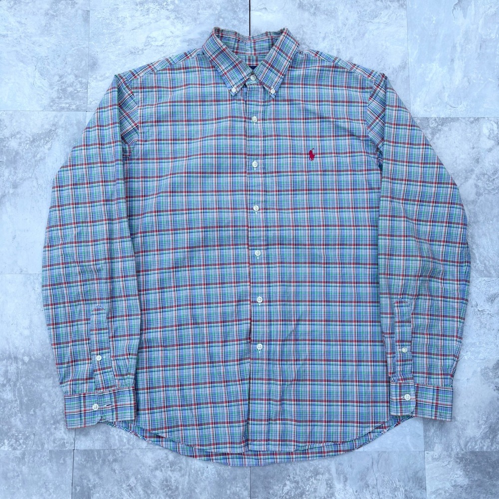 Polo Ralph Lauren Mens Large Plaid Button Down Shirt Multi Color Pony Logo L - Picture 2 of 8